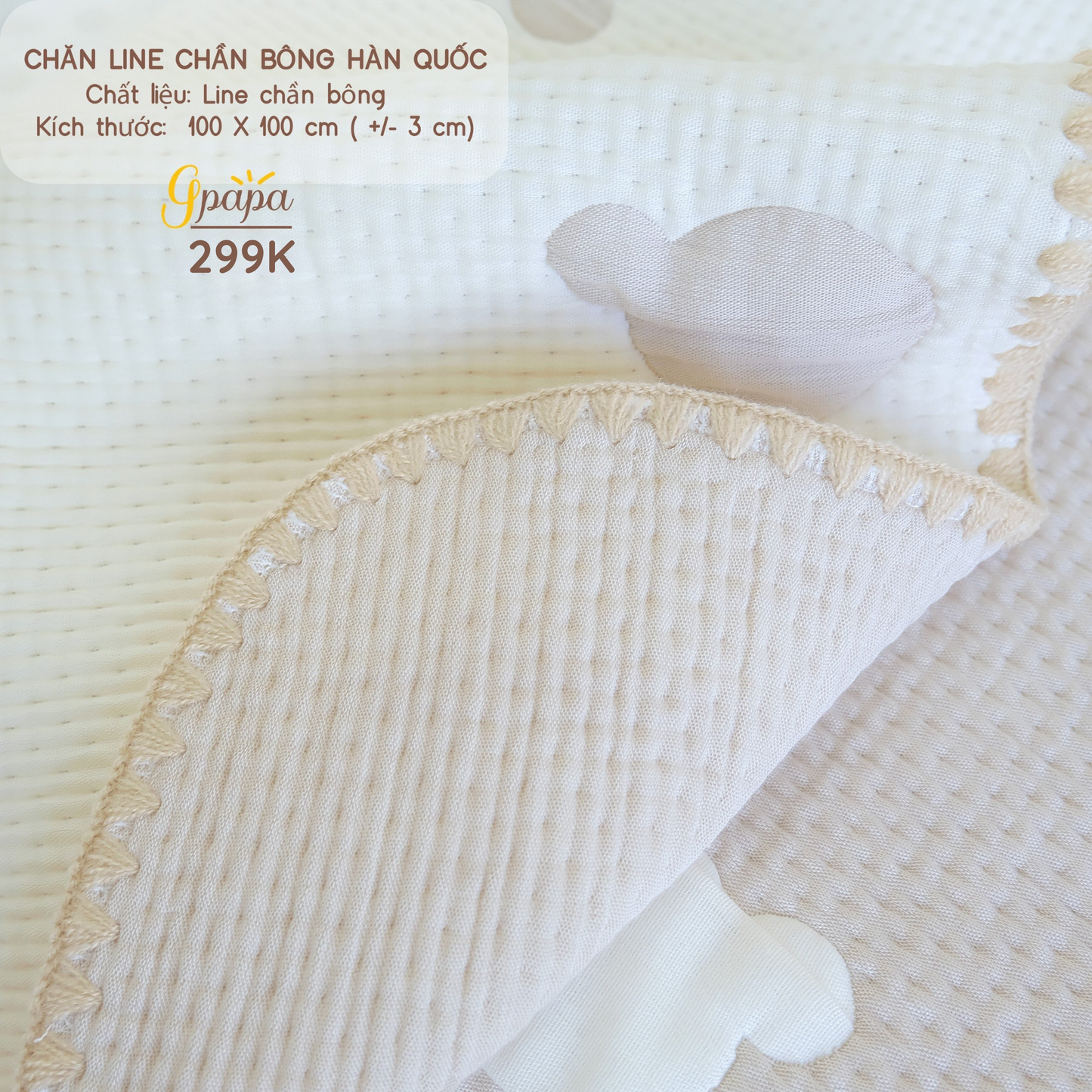 Chăn Line Chần Bông Hàn Quốc Gpapa giúp bé đi vào giấc ngủ một cách êm ái, mềm mại.