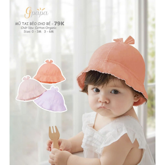 Mũ Tai Bèo Chất Liệu Cotton Organic Gpapa Cho Các Bé 0-6M