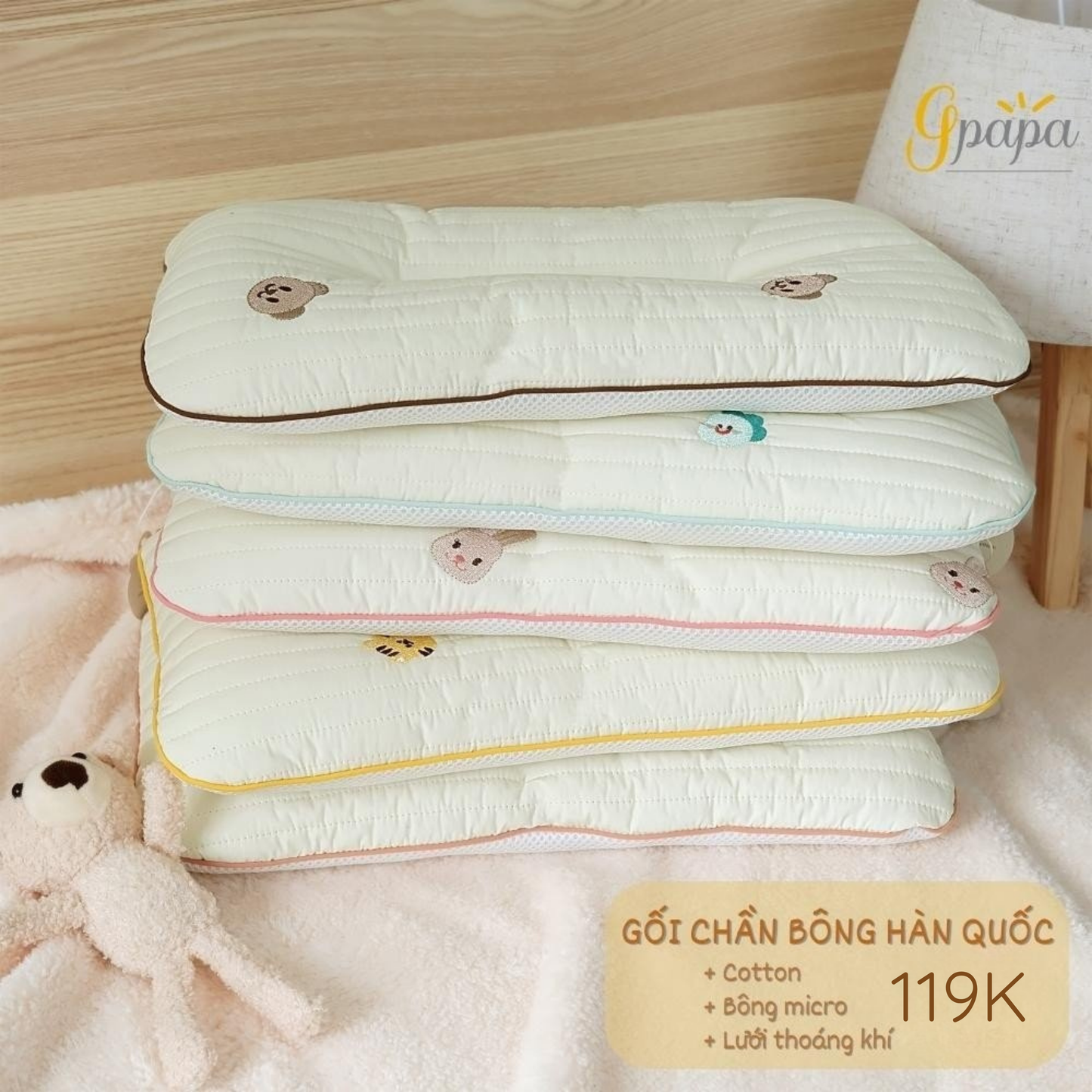 Gối Chần Bông Cao Cấp Hàn Quốc Gpapa