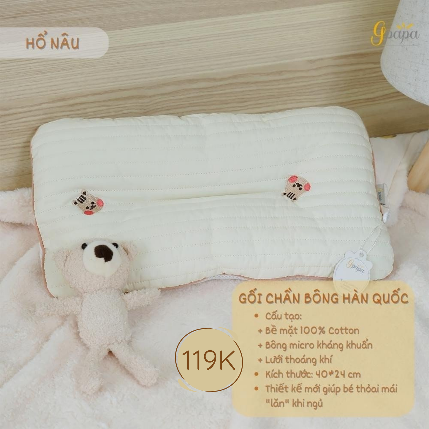 Gối Chần Bông Cao Cấp Hàn Quốc Gpapa