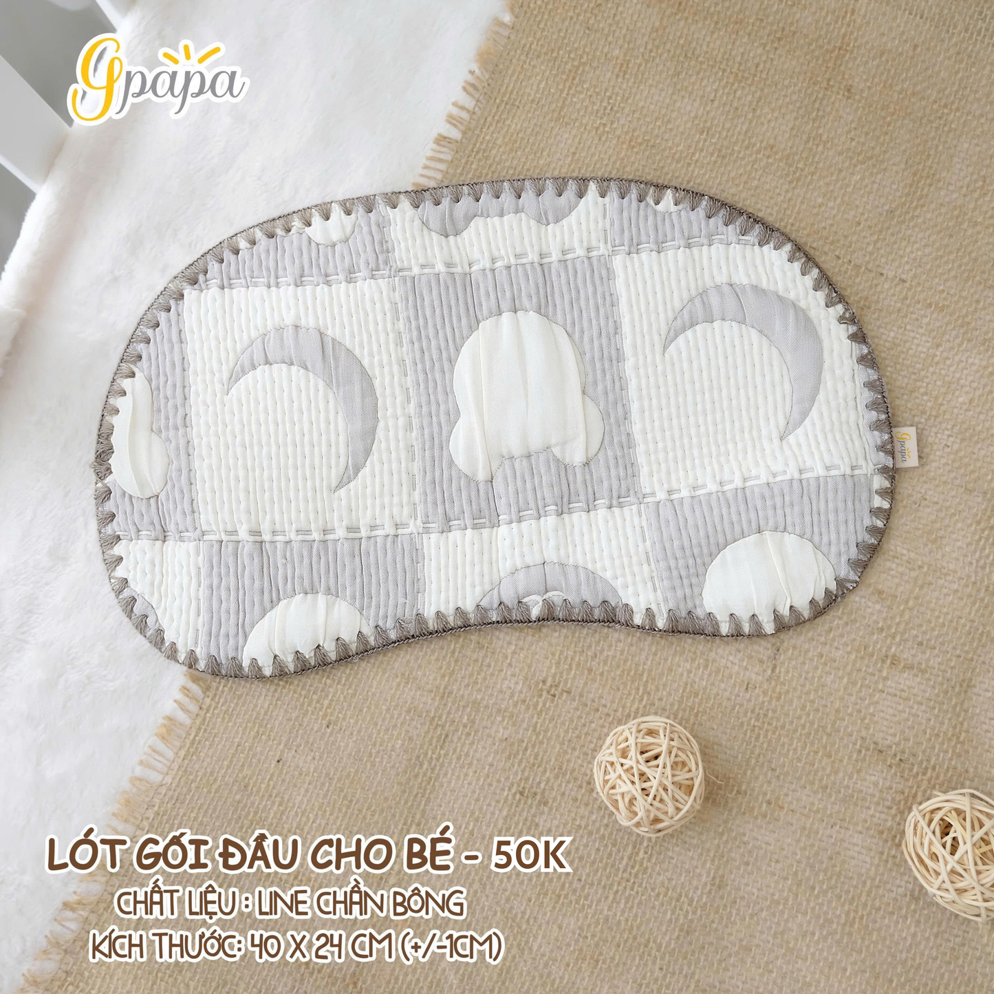 Lót Gối Đầu Cho Bé Goodmama Chất Liệu Line Chần Bông