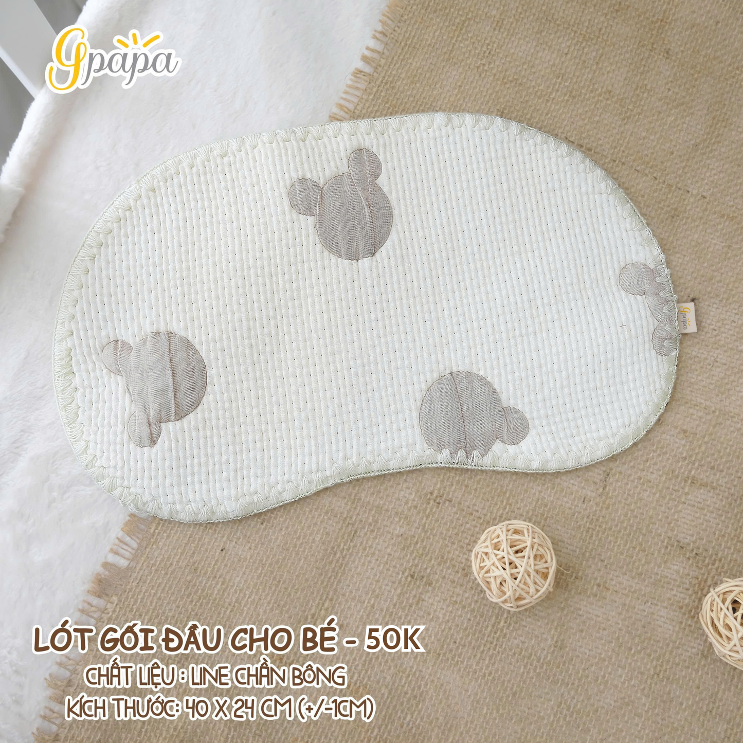 Lót Gối Đầu Cho Bé Goodmama Chất Liệu Line Chần Bông
