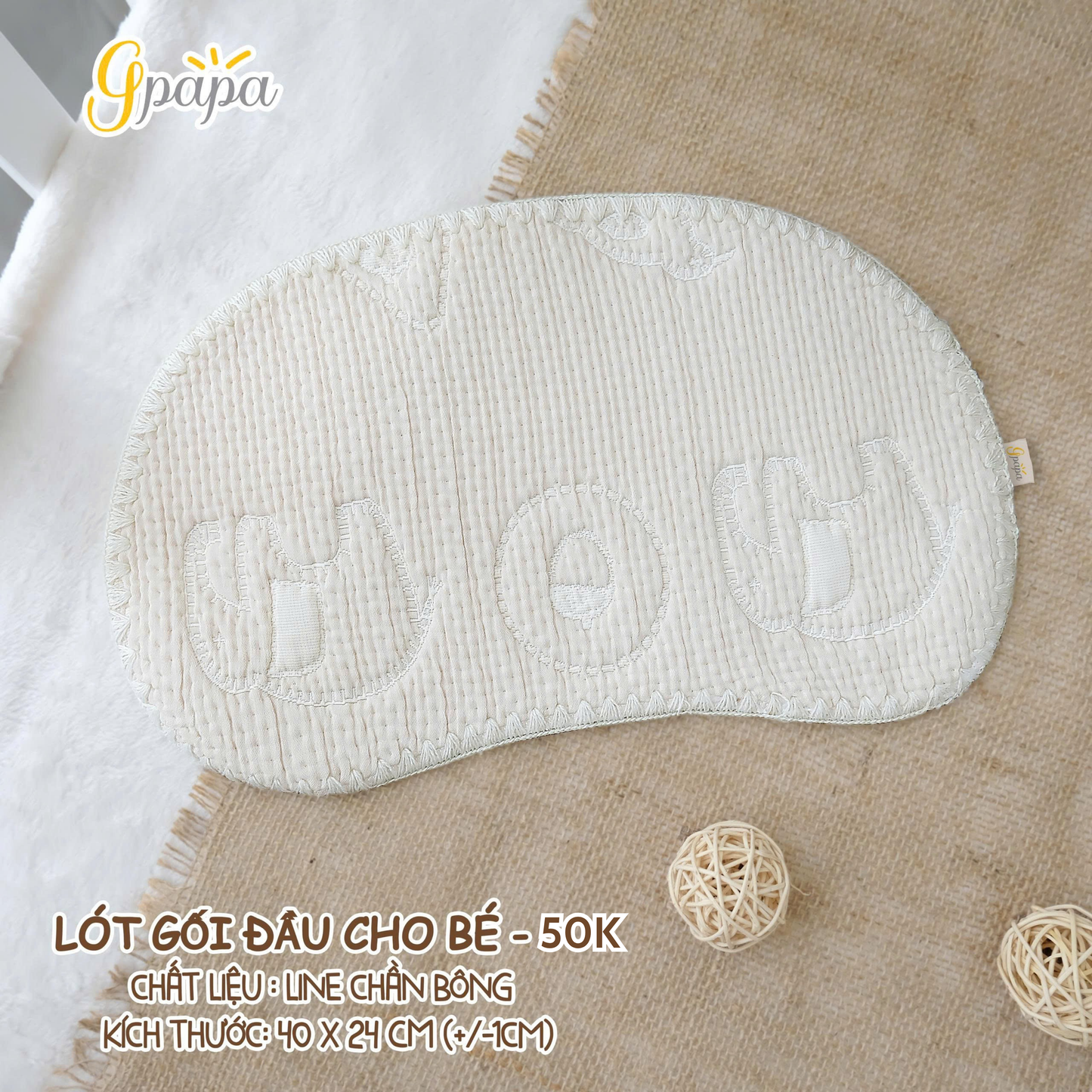 Lót Gối Đầu Cho Bé Goodmama Chất Liệu Line Chần Bông
