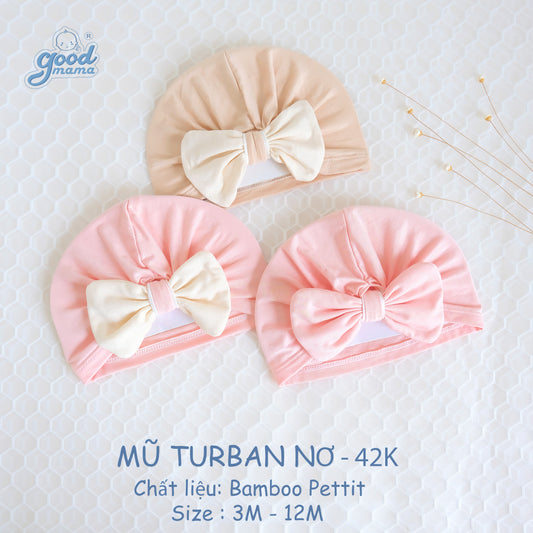 Mũ Turban Nơ Goodmama Chất Liệu Bamboo Pettit Cho Bé Gái