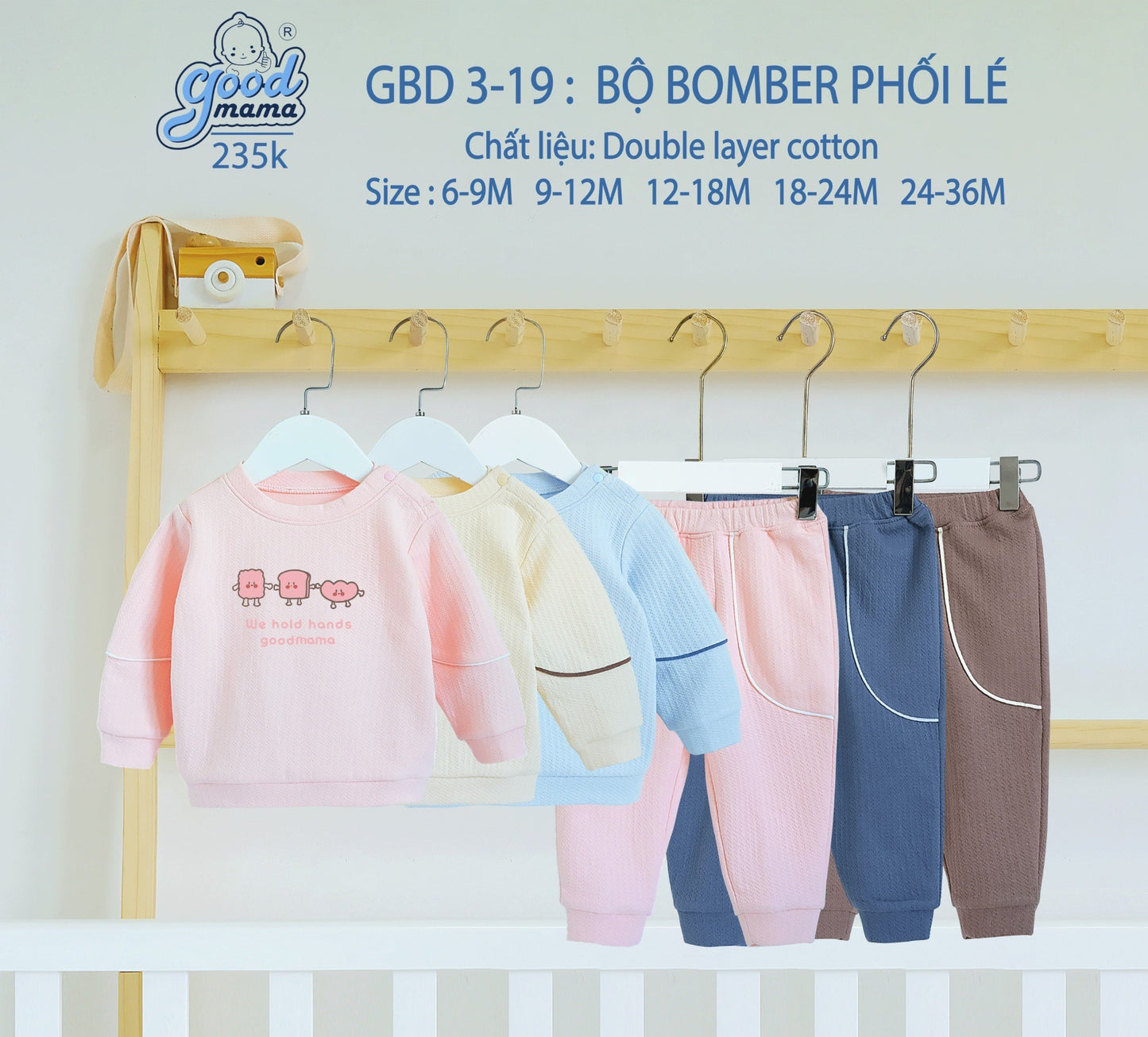 GBD3-19 Bộ Bomber Phối Lé Chất Liệu Double Layer Cotton
