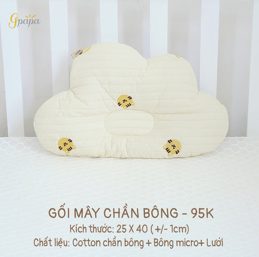 Gối Chống Bẹp Đầu Cho Bé Sơ Sinh Gpapa- Gối Chần Bông Cotton phong cách Hàn Quốc