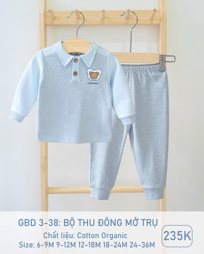 GBD3-38 Bộ Thu Đông Mở Trụ Goodmama Chất Liệu  Cotton Organic