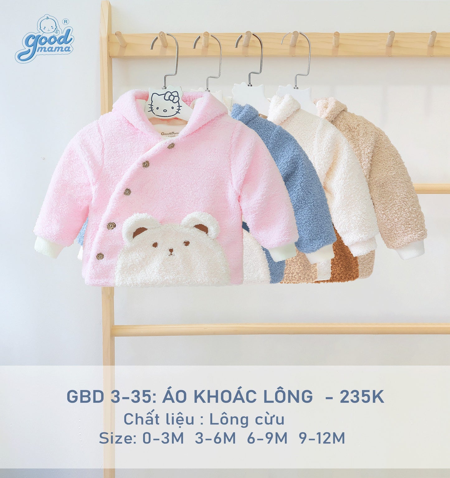 GBD3-35 Áo Khoác Lông Goodmama Chất Liệu Lông Cừu