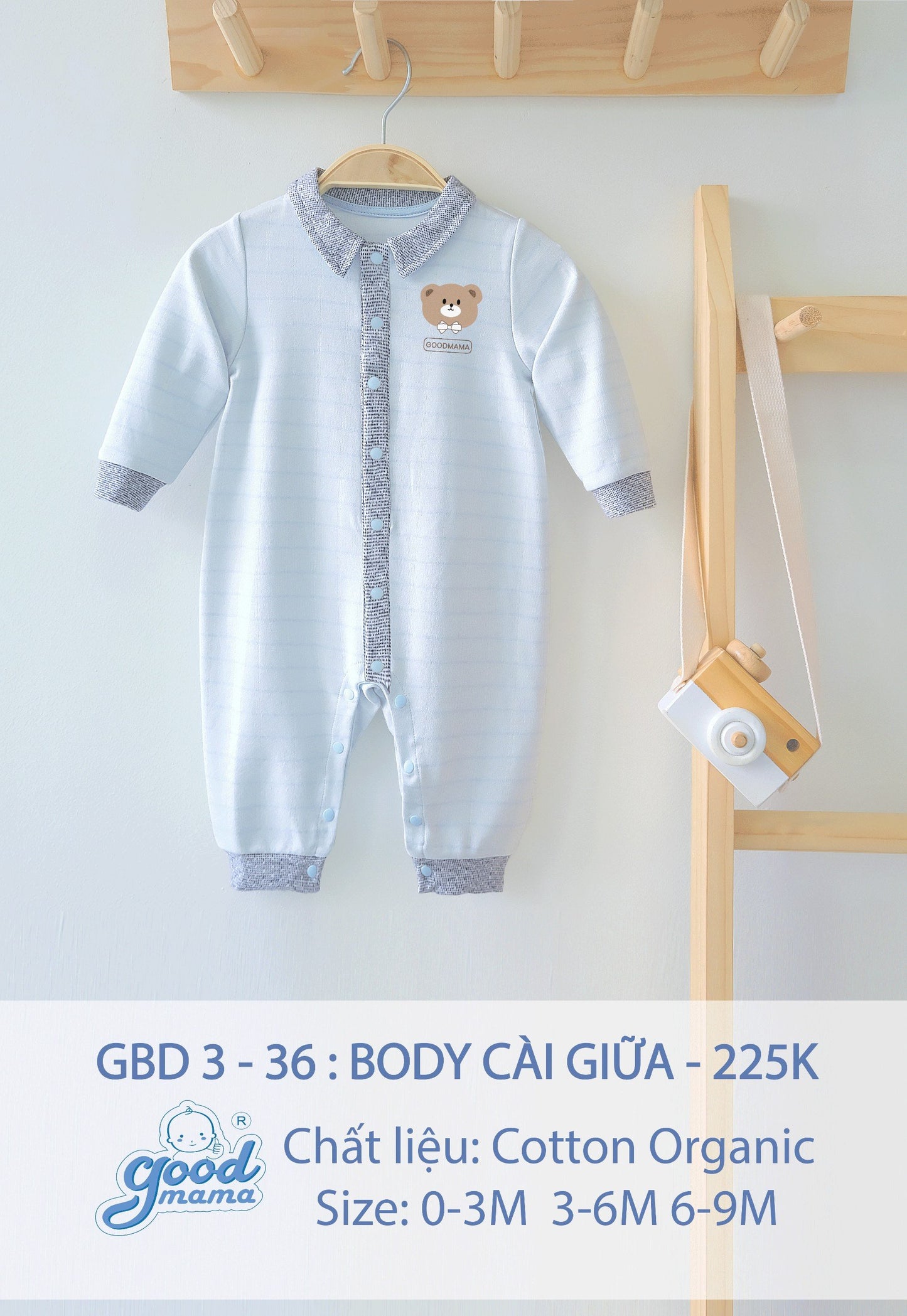 GBD3-36 Body Cài Giữa Goodmama Chất Liệu Cotton Organic