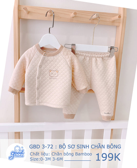 GBD3-72 Bộ Sơ Sinh Chần Bông Goodmama Chất Liệu Chần Bông Bamboo