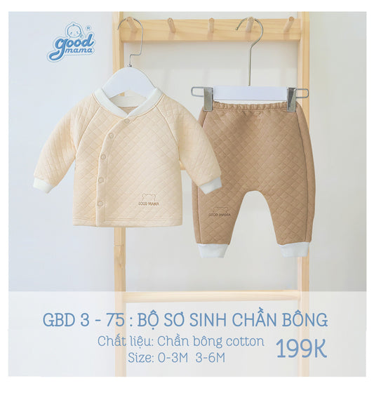 GBD3-76 Bộ Sơ Sinh Chần Bông Goodmama Chất Liệu Chần Bông Cotton