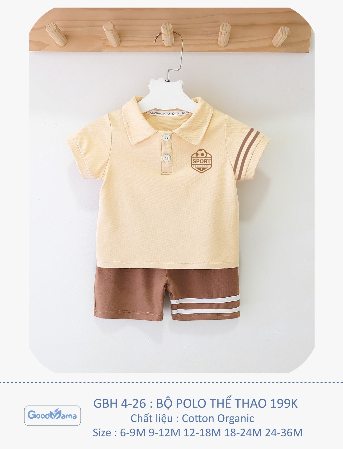 GBH4-26 Bộ Polo Thể Thao Goodmama Chất Liệu Cotton Organic