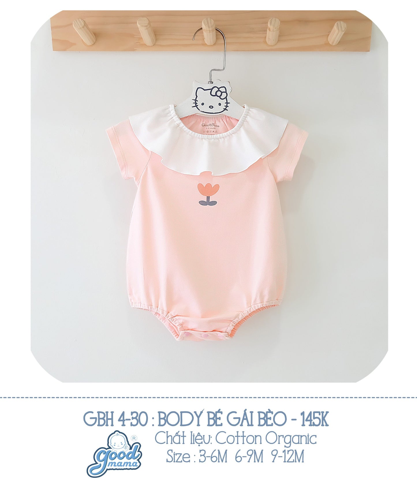 GBH4-30 Body Bé Gái Bèo Goodmama Chất Liệu Cotton Organic