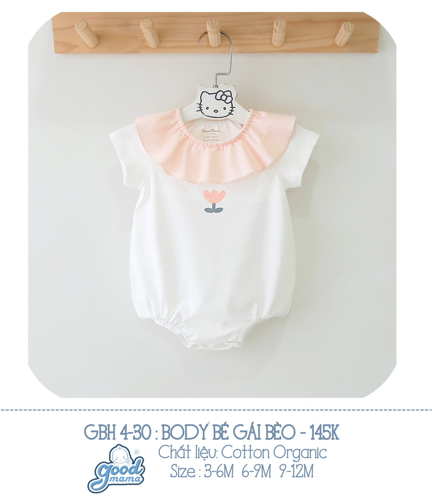 GBH4-30 Body Bé Gái Bèo Goodmama Chất Liệu Cotton Organic