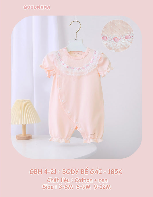 GBH4-21 Body Bé Gái Goodmama Chất Liệu Cotton + Ren