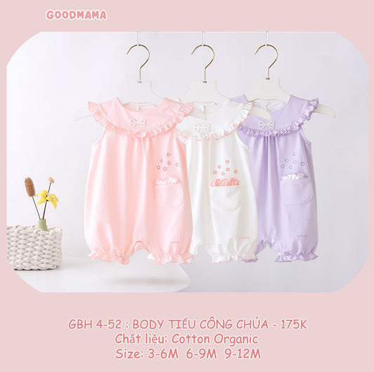 GBH4-52 Bộ Body Tiểu Công Chúa Goodmama Chất Liệu Cotton Organic