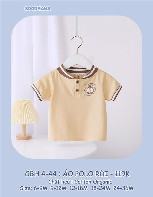 GBH4-44 Áo Polo rời Goodmama Chất Liệu Cotton Organic