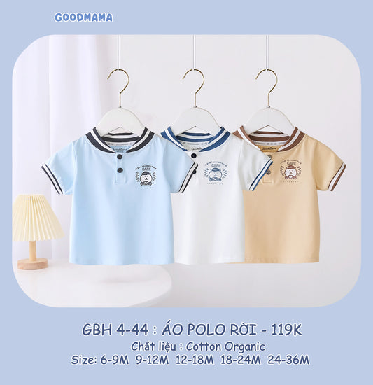 GBH4-44 Áo Polo rời Goodmama Chất Liệu Cotton Organic