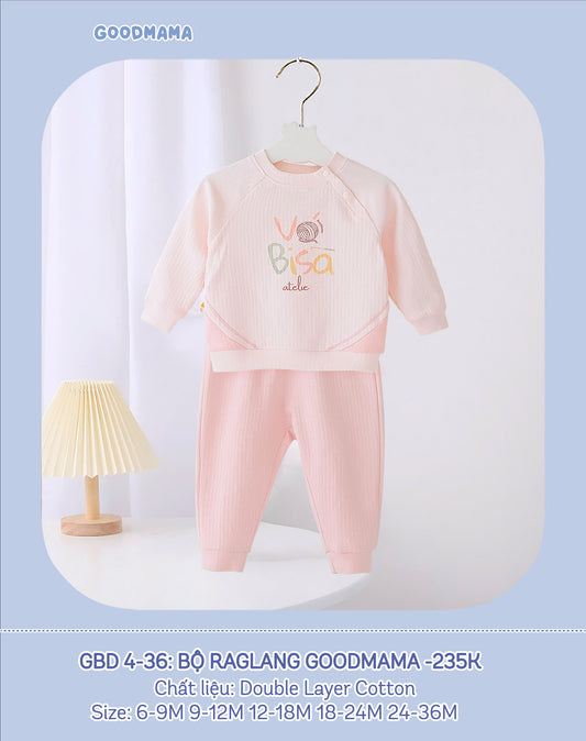 GBD4-36 Bộ Raglan Goodmama Chất Liệu Double Layer Cotton