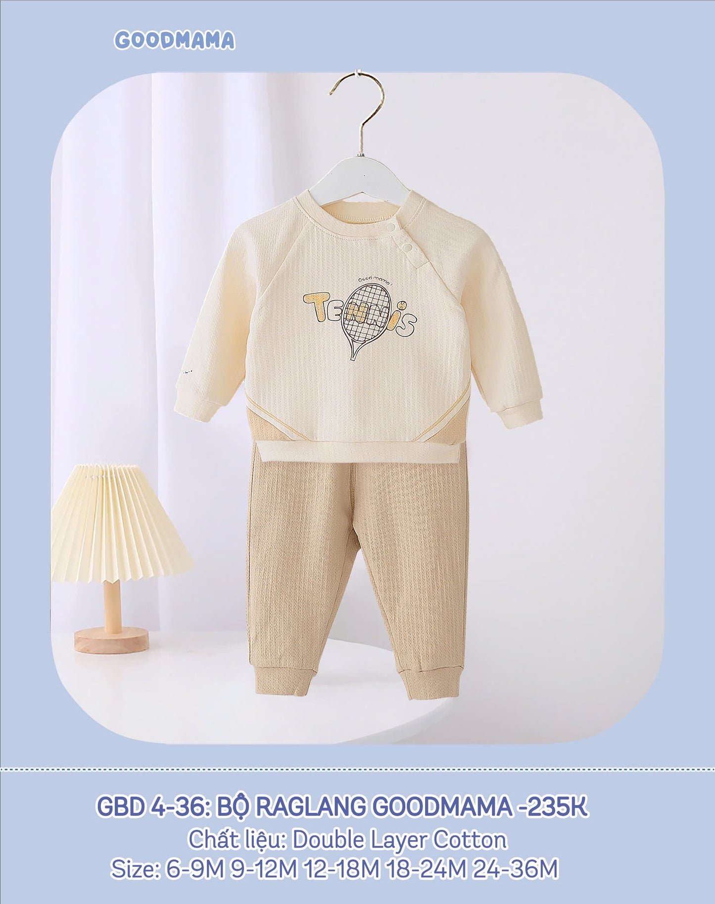 GBD4-36 Bộ Raglan Goodmama Chất Liệu Double Layer Cotton