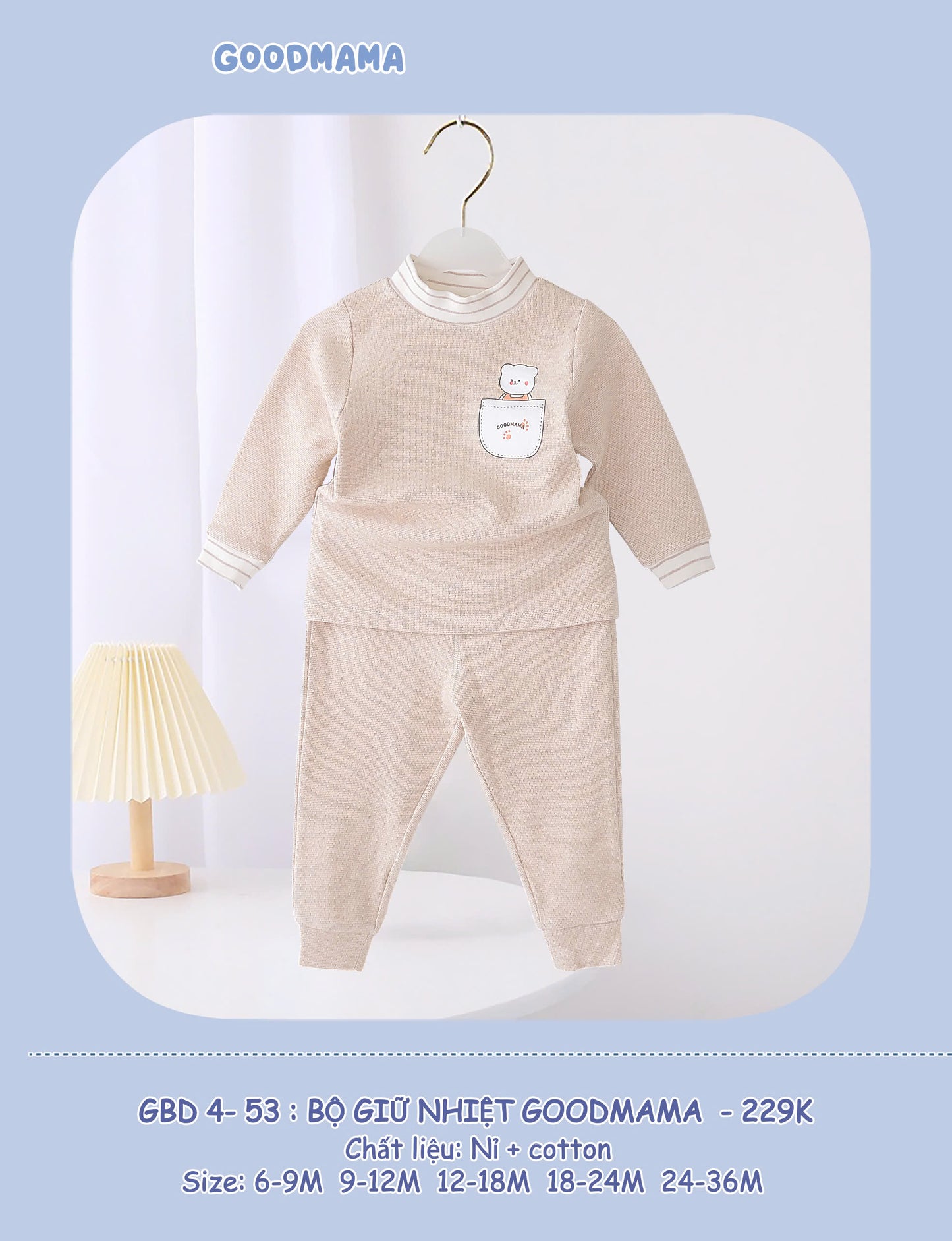 GBD4-53 Bộ Giữ Nhiệt Goodmama Chất Liệu Nỉ và Cotton