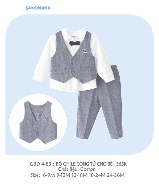 GBD4-83: Bộ Ghile Công Tử Cho Bé Goodmama Chất Liệu Cotton