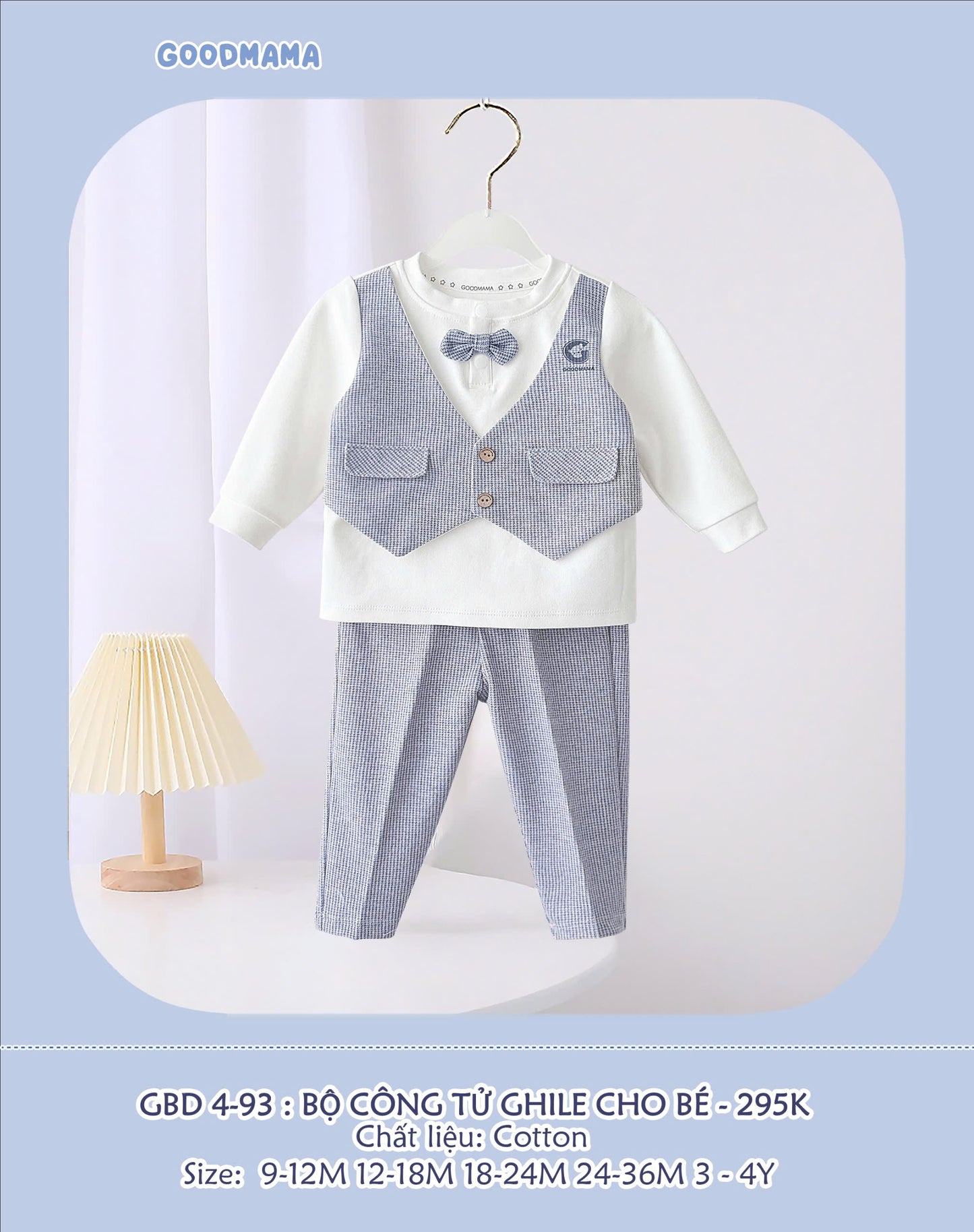 GBD4-93: Bộ Ghile Công Tử Cho Bé Goodmama Chất Liệu Cotton