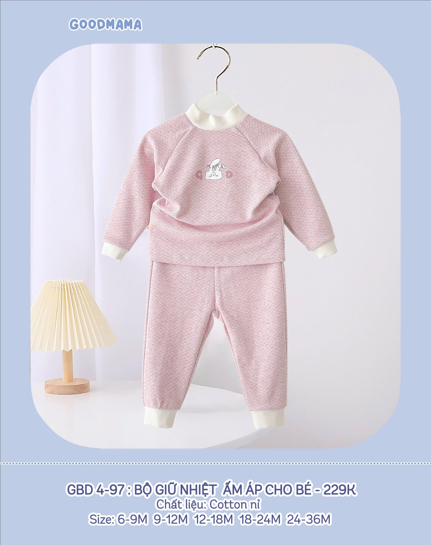 GBD4-97: Bộ Giữ Nhiệt Ấm Áp Cho Bé Goodmama Chất Liệu Cotton Nỉ