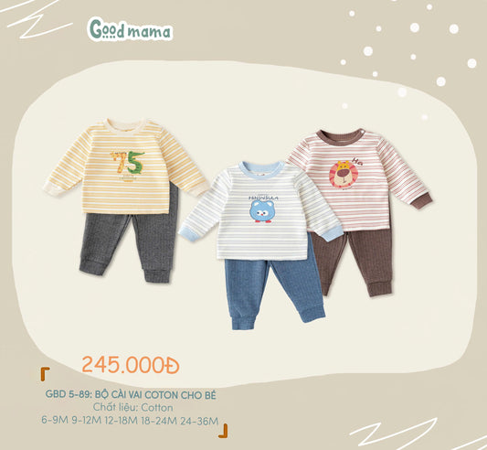 GBD5-89: BỘ CÀI VAI COTTON CHO BÉ