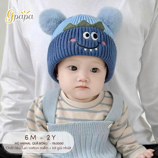 Mũ Animal Quả Bông Cho Bé