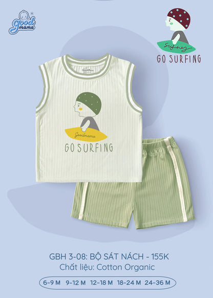 GBH3-08: Bộ quần áo cọc tay Goodmama Cotton Organic siêu mềm mại, thoáng mát