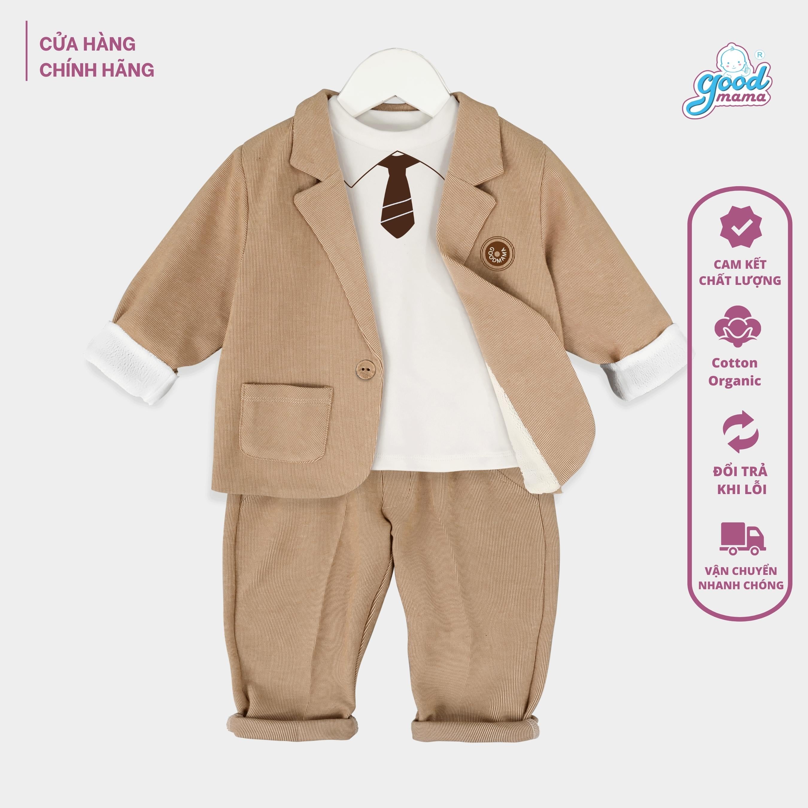 Bộ vest 3 chi tiết kẻ cho bé trai từ 8_18kg - Hệ thống cửa hàng Mẹ và Bé  Hải Dương